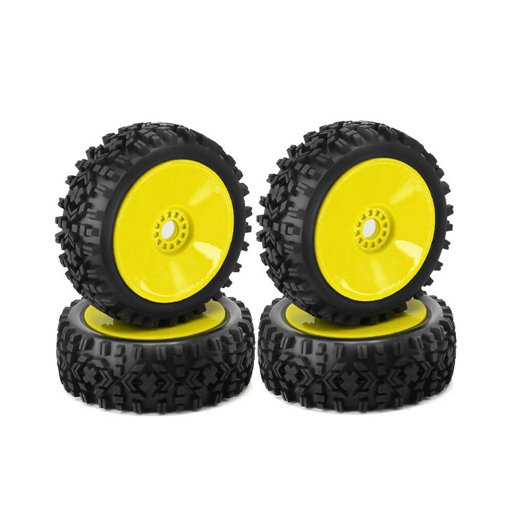 4Pcs 1/8 Rc Wheel Tire Rubber 120Mm 112Mm Tire 17Mm Hub Hex For 1/8 Rc Car Truck Road Off-Road, Yellow 4713729376801