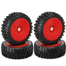 4PCS 1/8 RC Wheel Tire Rubber 120MM 112MM Tire 17mm Hub Hex for 1/8 RC Car  Truck  Road Off-Road, Red