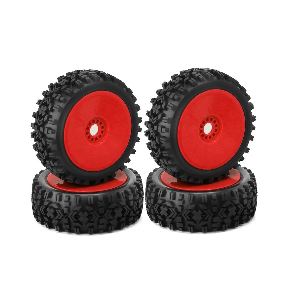 4Pcs 1/8 Rc Wheel Tire Rubber 120Mm 112Mm Tire 17Mm Hub Hex For 1/8 Rc Car Truck Road Off-Road, Red 4712419335203