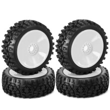 4ST 1/8 RC Hjul DäCk Gummi 120MM 112MM DäCk 17Mm Nav Hex för 1/8 RC Bil  Truck på VäG Off-Road, Vit