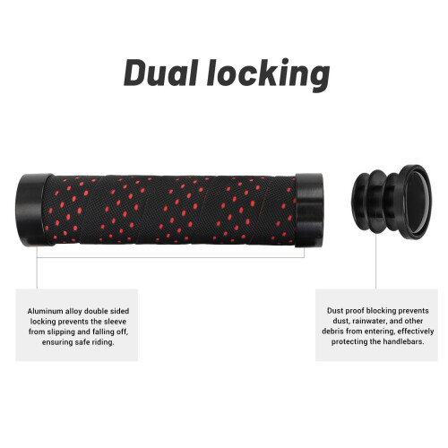 2 Set Comfortable Black/Red PU Cycle Handlebar Grip 22.2mm Anti-Slip 2