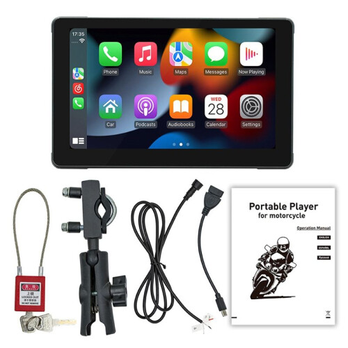 7Inch IPS Screen Mototorcycle Wireless Carplay Android Auto GPS Navigation Driving Recorder IP65 Waterproof Screen 1