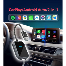 2 in 1 Wireless CarPlay Adapter for Android Auto Wireless Adapter WiFi Type-C USB Plug and Carplay Wireless Adapter