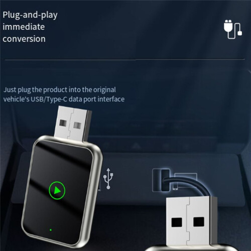 Wired to Wireless Carplay Adapter 2in1  Android Auto Carplay Adapter with USB Plug and  WiFi Fast Connect 2