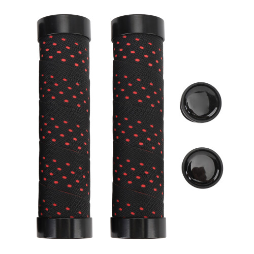 2 Set Comfortable Black/Red PU Cycle Handlebar Grip 22.2mm Anti-Slip 1