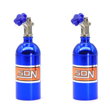 2X Botella de NitróGeno NOS Simulada de Metal para 1/10 RC Coche Rastreador TRX4 Bronco RC4WD D90 D110 Axial Scx10 90046, Azul