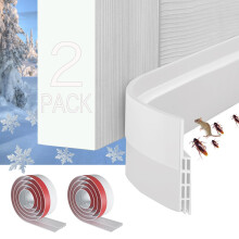 Door Draft Stopper 39 Inch Noise Reduction Under Door Seal Weatherproof Gap Blocker 2 Pack White