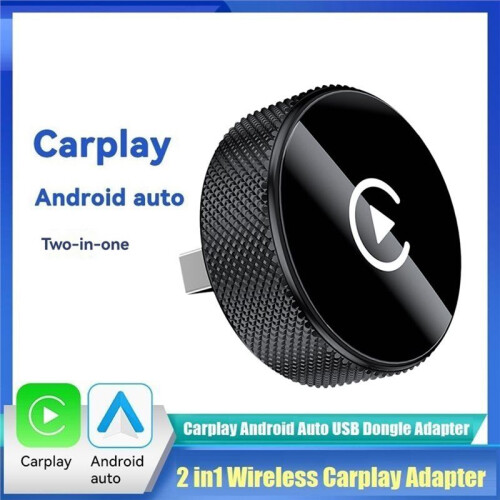 2IN1 Wireless CarPlay Android Auto USB Adapter Dongle Plug    Box Converts Wired Carplay to Wireless A 2