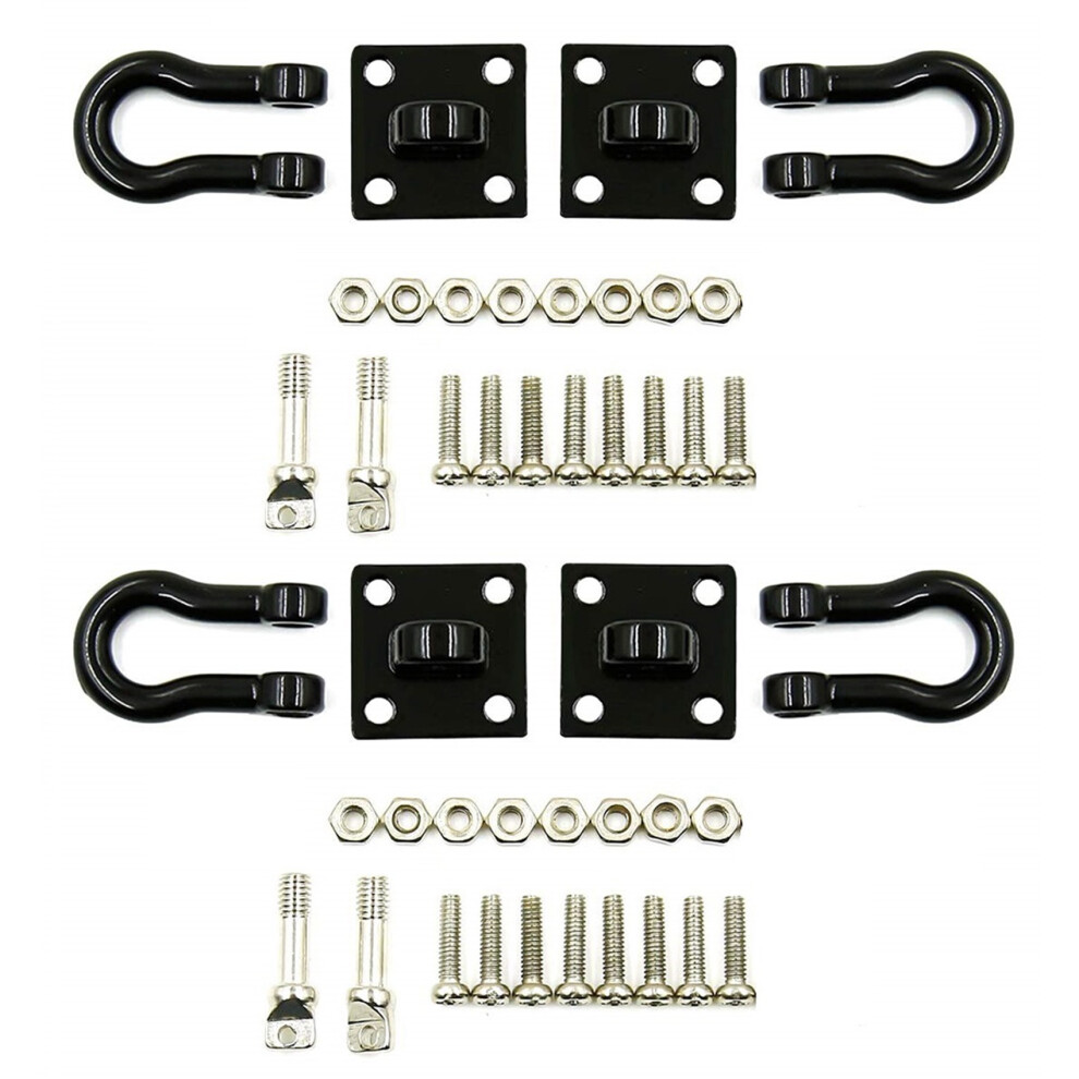 4Pcs Trailer Towing Buckle Tow Hooks Metal Climbing Trailer Shackles For 1/10 Rc Car Truck Climbing Car (Black) Black 6031612527689