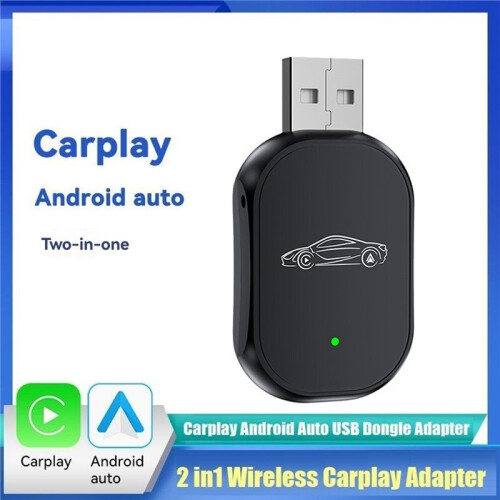 Wireless CarPlay Android Auto 2IN1 Adapter +WIFI USB Dongle Plug   Box Converts Wired to Wireless A 1