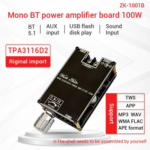 ZK-1001B 100W Mono BT Audio Power Amplifier Module TWS True Wireless