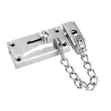 Stainless Steel Door Chain Lock with SpringLoaded Safety Button for Home Security and Easy Installation
