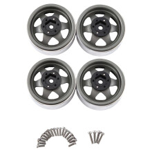 4Pcs Deep Dish 1.9 Inch Metal Beadlock Wheel Hub Rim for 1/10 RC Crawler Axial SCX10 II III TRX4 RC4WD D90,Gray