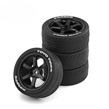 4 Piezas 1/10 RC NeumáTicos de Coche de Carreras en Carretera Touring Drift Rueda de NeumáTico de Coche para TT01 TT02 TA06 XV-01 PTG-2, Negro