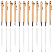 12 Stuks Bamboe Intrekbare Balpen met 24 Vullingen Kantoorartikelen Pennen Bamboe Balpen Houten Balpennen