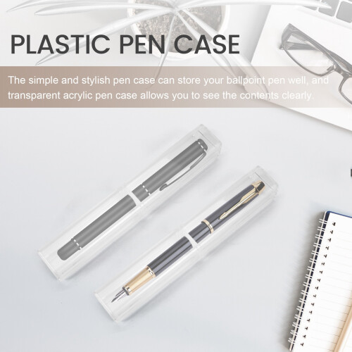 25Pcs Plastic Clear Pen Case Gift Empty School Office Collection Set Pen Container Storage for Father's Day 's Day 1