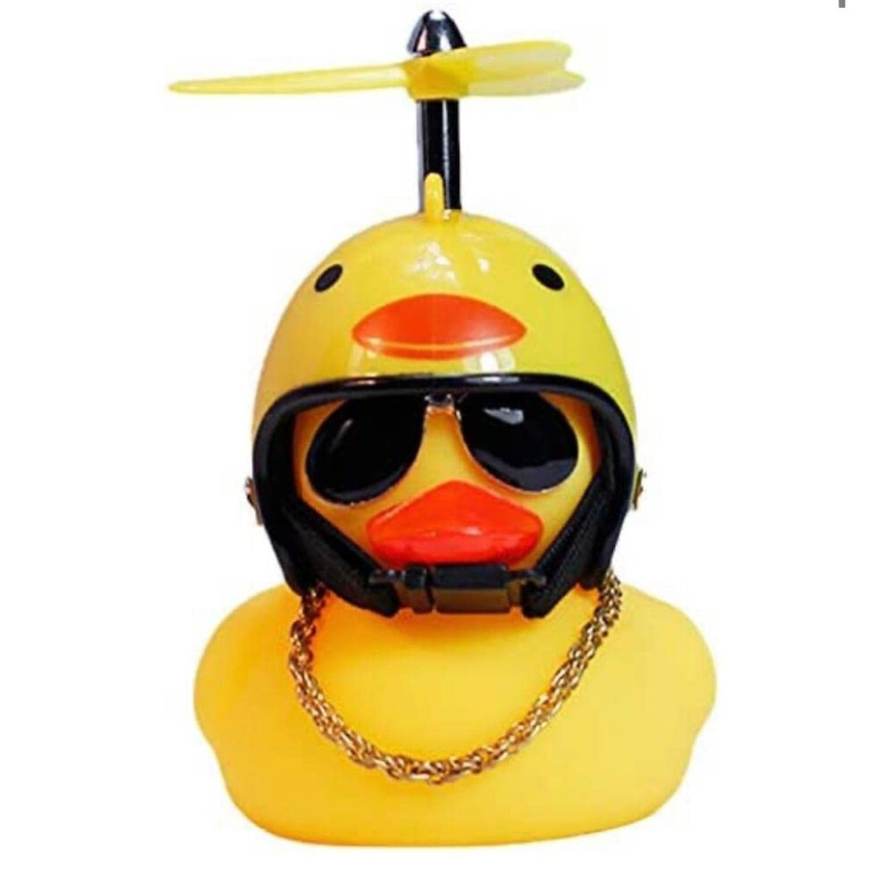 Rubber Duck Car Ornament With Helmet Cute Dashboard Decoration For Car Interior Yellow 9073542363057