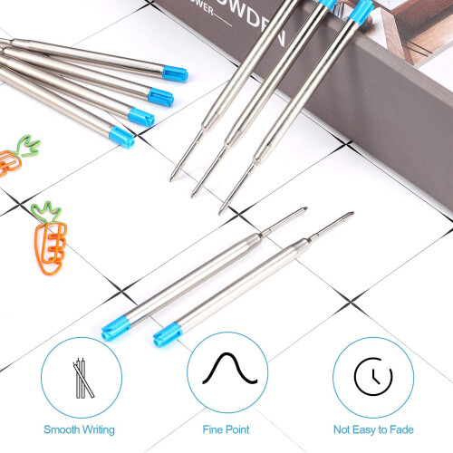 50Pcs Replaceable Ballpoint Pen Refills Metal Refill Smooth Writing Pen Refills 1.0 mm Replacement Gel Ink Refills 2