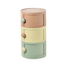 Bedside Table Round Nightstand with Storage 3 Tiers Colorful Small Side Table for Bedroom or Living Room