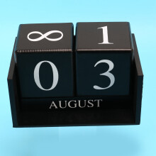Ewiger Holzkalender Holzblock Blockkalender-Permanenter Block Monat Datum Anzeige Home Office Dekoration (Schwarz)