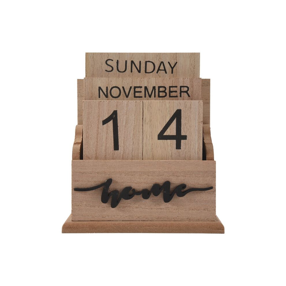 Wooden Flip Desk Blocks Calendar,Perpetual Plank/Table Calendar Display,For Home/Office Decoration,11.5X6.5x14.5cm,A 4711140868936
