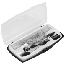 Geometrie Kompass Set 10 Teiliges Schul Mathematik Winkel Messer Set Lineale für SchüLer Mathematik und Ingenieurwesenim Trage Tasche, Grau