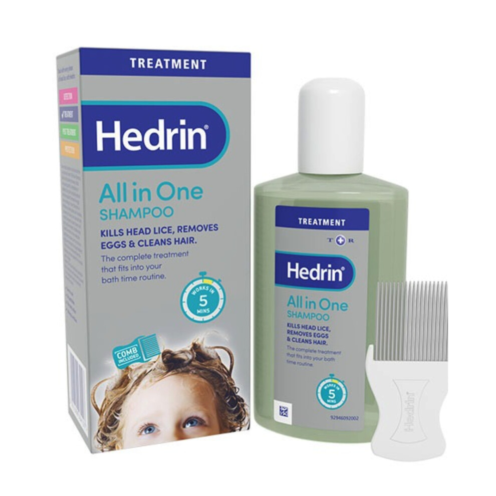 Hedrin All in One Shampoo |Cleanses hair while treating lice & Gentle and practical formula - 200ml