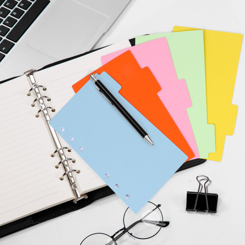 10 Sets A6 Subject Dividers Paper Sheet, Punched File Card Dividers,Tabbed Index Divider for Notebook Insert Planner 1