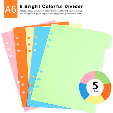 10 Sets A6 Subject Dividers Paper Sheet, Punched File Card Dividers,Tabbed Index Divider for Notebook Insert Planner