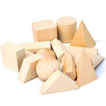 Wooden Geometric Blocks Set, 15pcs 3D Shape Sorting Toys for Kids, Montessori Learning Play
