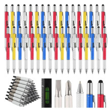 Men'S Tool Pen 6 in 1 Schroevendraaier Pen Bulk Multifunctionele Pen met Navulling Liniaal Waterpas Balpen