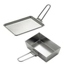 Portable Stainless Steel Camping Cookware, Thickened Frying Pan with Detachable Handle for Picnic and Steak Cooking