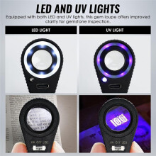 10x Jewelers Loupe with UV & LED Lights, Rechargeable 10x Loupe Magnifier 22mm Optical Glass Triplet Lens Jewelry Loupe