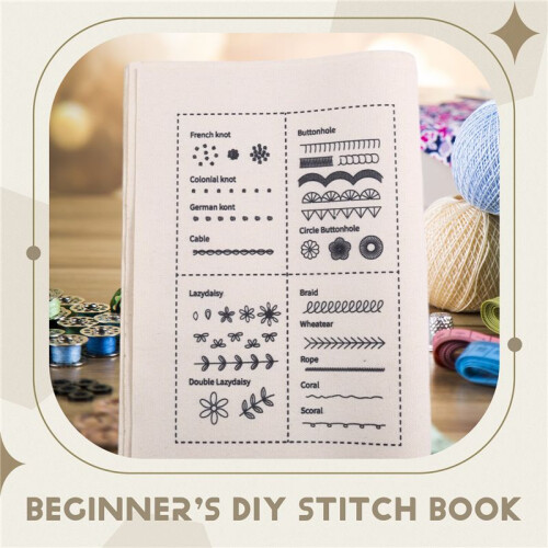 DIY Stitch Book with Tool Set,Embroidery  Book with Needle and Thread Sewing Patterns for Beginners,EmbroideryGift,A 2