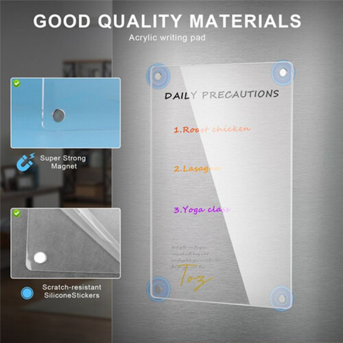 Dimensional Magnetic Transparent Acrylic Weekly Plan Notes Message Board Erasable DIY Magnetic Refrigerator Sticker 1