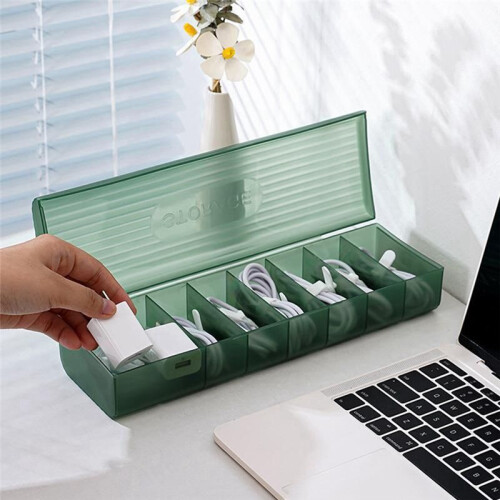 A-Transparent Data Cable Storage Box Plastic Data  Storage Container for Desk Headset Stationery Storage 2
