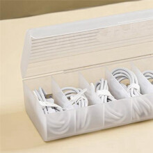B-Transparent Data Cable Storage Box Plastic Data  Storage Container for Desk Headset Stationery Storage
