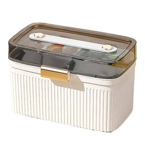 Portable Double Layer Medicine Box – Transparent Plastic, White 2