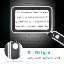4X Large Magnifying Glass with LED Lights USB Loupe Rechargeable Magnifier Handheld Reading Magnifying Lamp