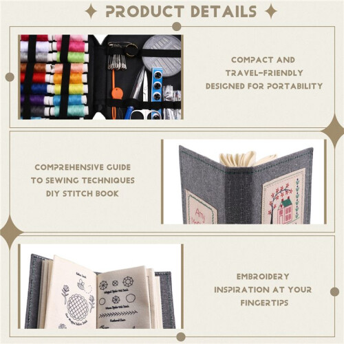 DIY Stitch Book with Tool Set,Embroidery  Book with Needle and Thread Sewing Patterns for Beginners,EmbroideryGift,B 2
