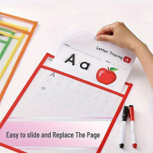 10Pcs Transparent File Pocket Folder Sleeves Oversized Reusable Dry Erase Clear Stationery Storage Folder File Pouch