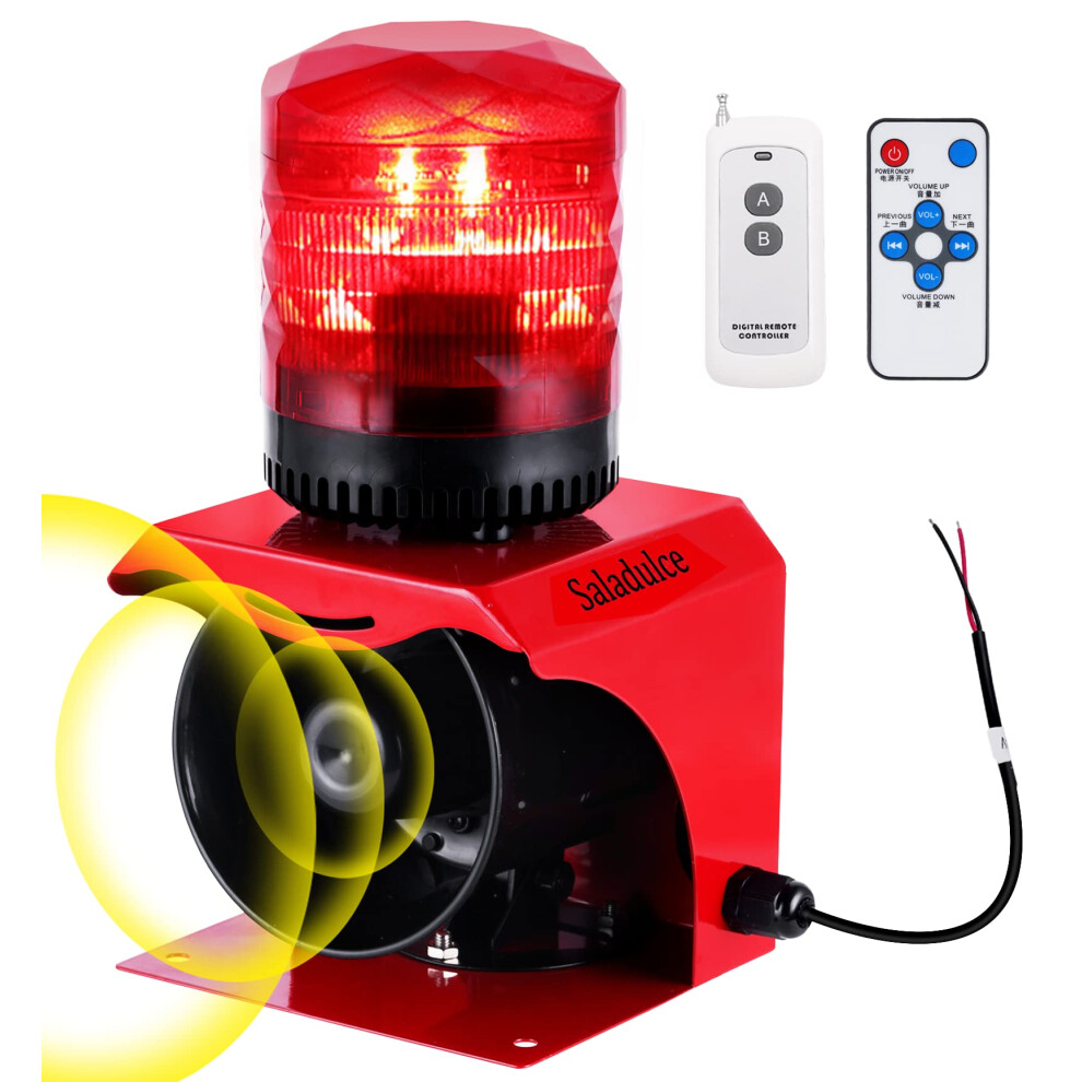 Outdoor Alarm Siren 120Db With Bright Led Strobe, Wireless Remotes, Weatherproof Ac110v 9092120869781