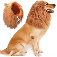 A Cute Pet Dog Cosplay Clothes Lion Mane for Dog Costumes Realistic Lion Wig for Medium to Large Dog+Ear Pet Supplies