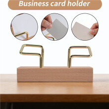 Business Card Holder Organizer Office Desk Display Stand Memo Counter Accessories Tabletop Shelf Home,Beech Wood Color