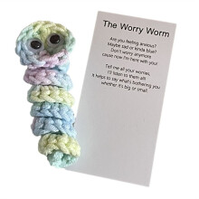 Handgemaakte Emotionele Steun Worry Worm Gift, Gehaakte Worry Worm Inspirerende Zorgen voor Jou, Schattig Gebreid Cadeau C