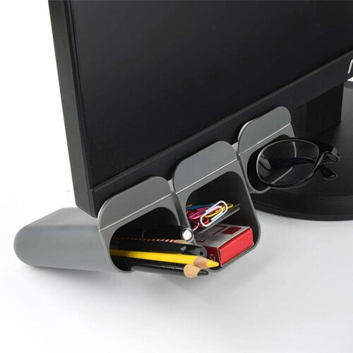 Pasteable Pc Screen Pen Holder Desktop Storage Boxes Desk Pen Pencil Organizer Office Storage School 1