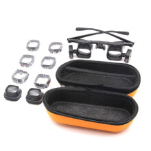 Loupe Bandeau 24X avec Lumière LED pour Bijoux, Réparation de Montres, Loupe à Souder, Lunettes de Soudage Noires