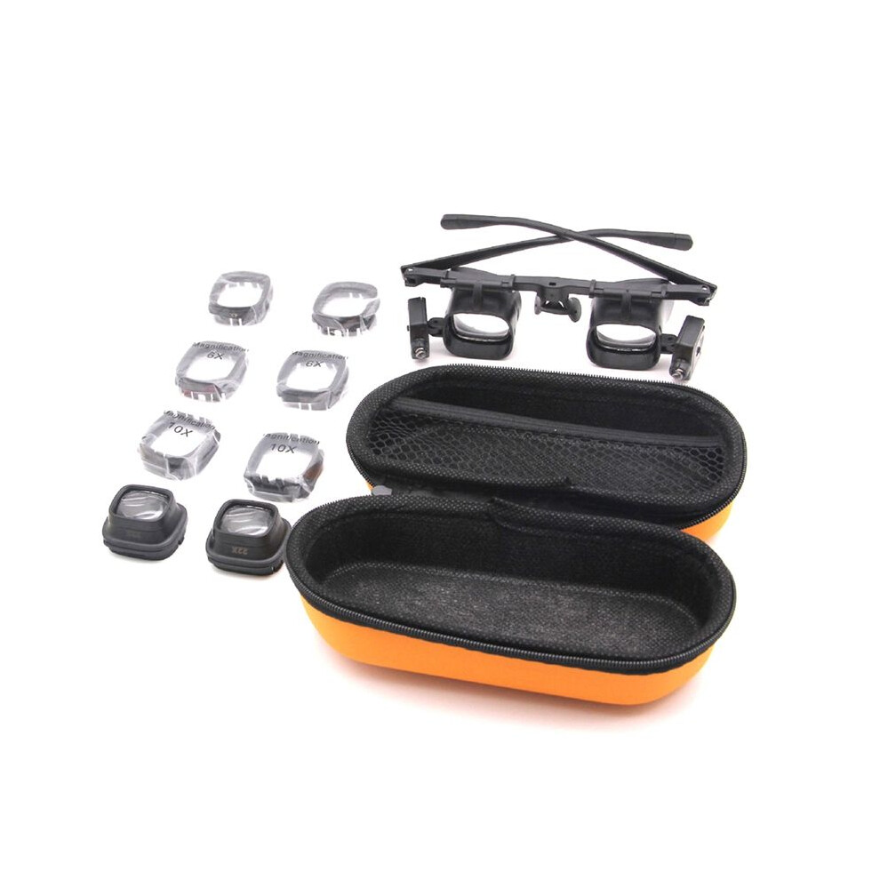 24X Headband Magnifying Glass with LED Light for Jewelry Watch Repair Soldering Magnifier Loupe Welding Glasses Black
