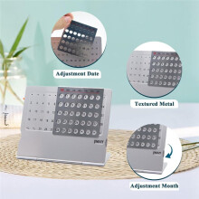 2Pack Skrivbordskalender, -Aluminiumlegering Evighetskalender, Justerbar Liten Stående Månadsskrivbordskalender