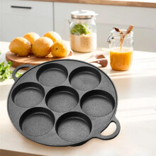 7 Hole Egg Pancake Steak Pan Gietijzer Anti-Aanbak Keuken Koken Ham Pan Ontbijt Maker Kookgerei Omelet Pannenkoek